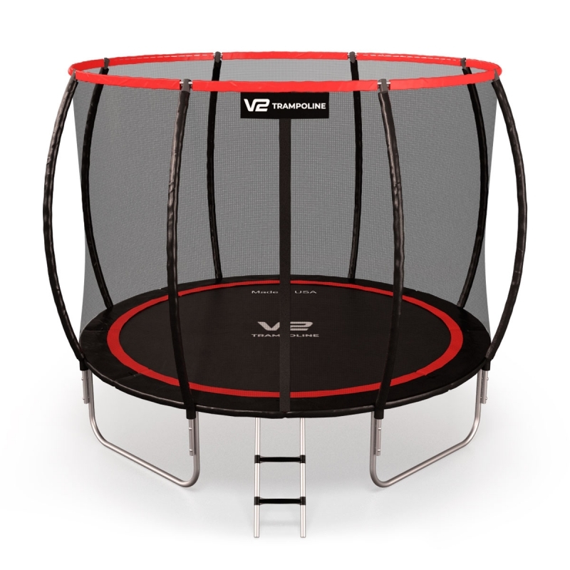 Батут "V2 Trampoline" Redline (10ft) с внешней сеткой и лестницей (4 ноги). Диаметр - 312 см. Нагрузка - 180 кг.