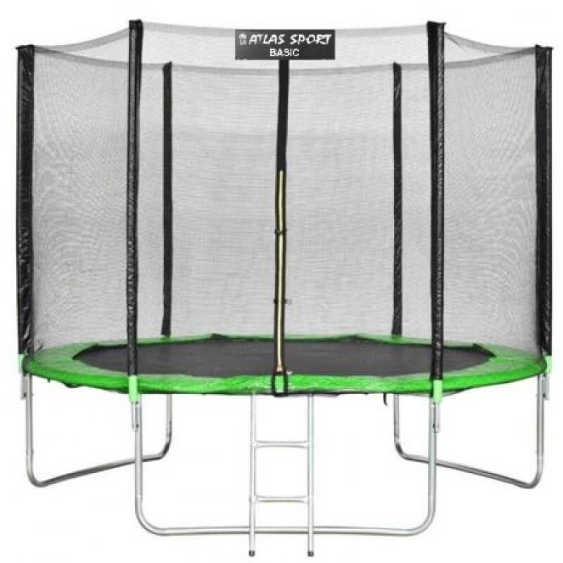 Батут "Atlas Sport" (10 ft) GREEN с внешней сеткой и лестницей. Диаметр - 312 см. Нагрузка - 150 кг.