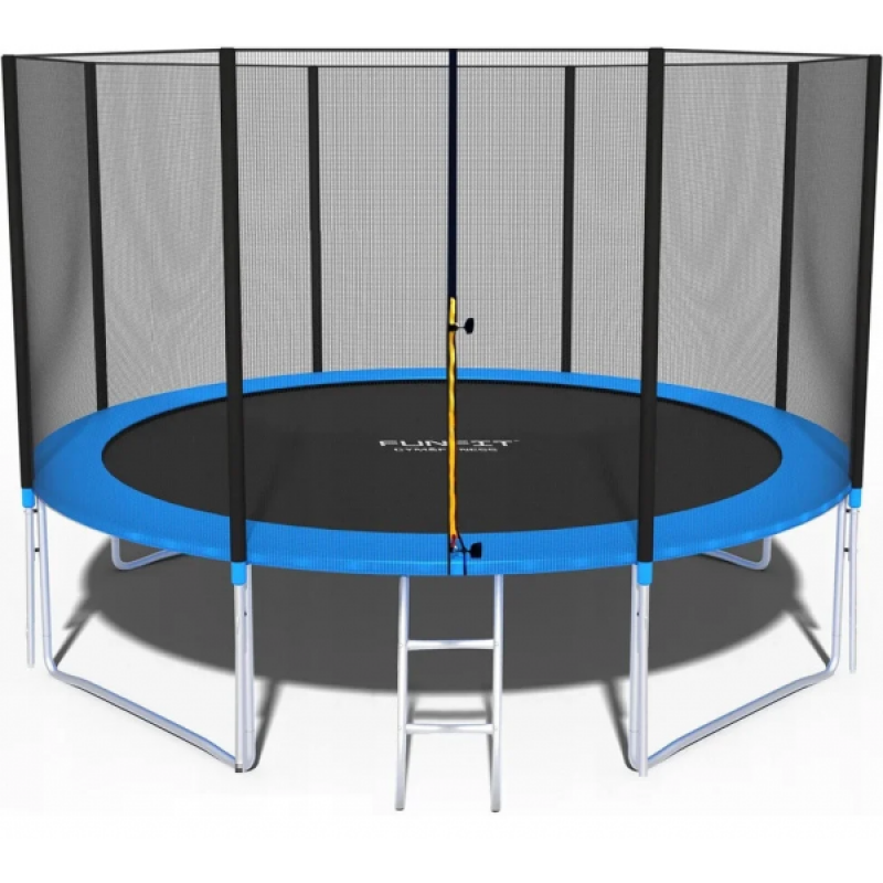 Батут Funfit PRO (12FT) (УСИЛЕННЫЙ) с защитной сеткой и лестницей. Диаметр - 374 см. Нагрузка - 180 кг.