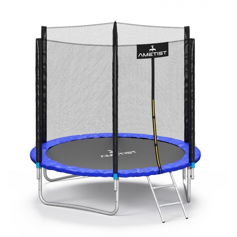 Батут "Ametist" (10 ft) BLUE с внешней сеткой и лестницей. Диаметр - 312 см. Нагрузка - 150 кг.