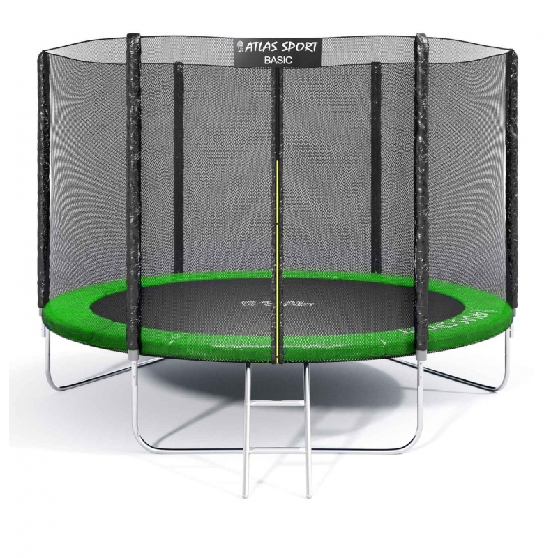 Батут "Atlas Sport" (10 ft) GREEN с внешней сеткой и лестницей. Диаметр - 312 см. Нагрузка - 150 кг.