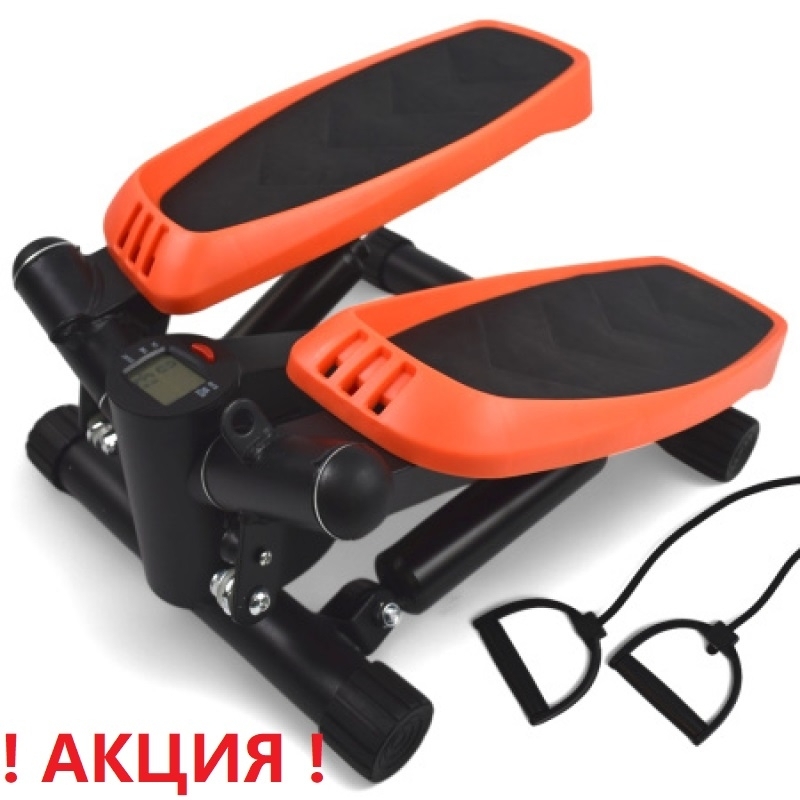 Степпер поворотный Calviano 101 оранжевый с эспандерами и ковриком