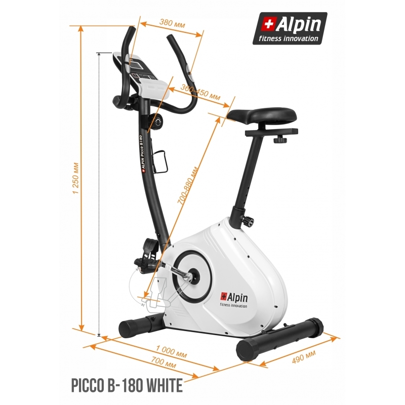 Велотренажер Alpin Picco B-180 White (маховик 6 кг; 120 кг)