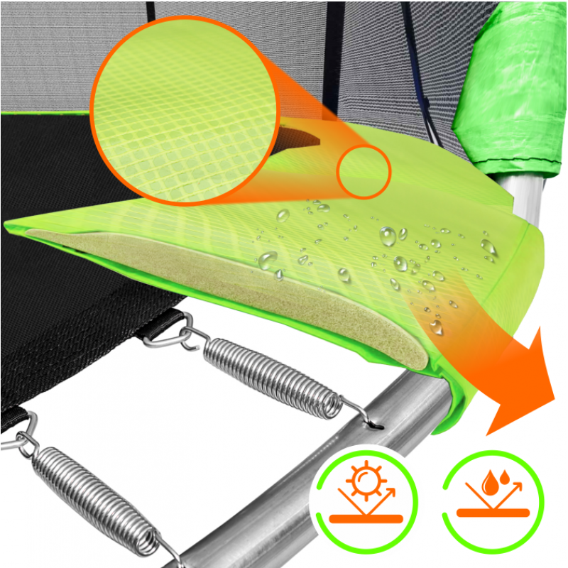 Батут "Alpin" (12ft) с внешней сеткой и лестницей (4 усиленные ноги). Диаметр - 374 см. Нагрузка - 150 кг.