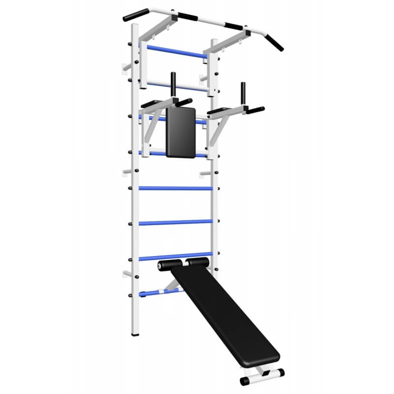 Шведская стенка усиленная с турником стандарт, брусьями и скамьёй (SV Sport 605)
