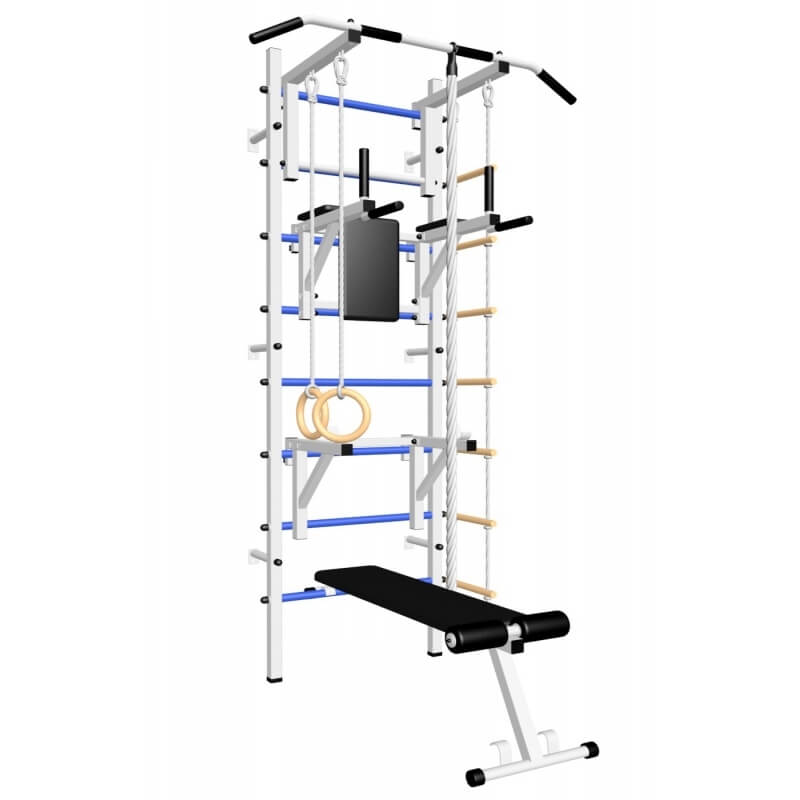 Шведская стенка с турником стандарт, брусьями, скамьёй,  стойкой под штангу и детское навесное (SV Sport 508)