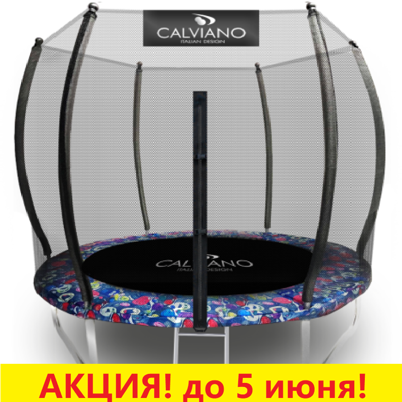 Батут "Calviano" (10ft) MASTER SMILE с внешней сеткой и лестницей. Диаметр - 312 см. Нагрузка - 150 кг.