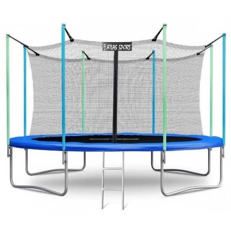 Батут "Atlas Sport" (12ft) BLUE с внутренней сеткой и лестницей. Диаметр - 374 см. Нагрузка - 150 кг.