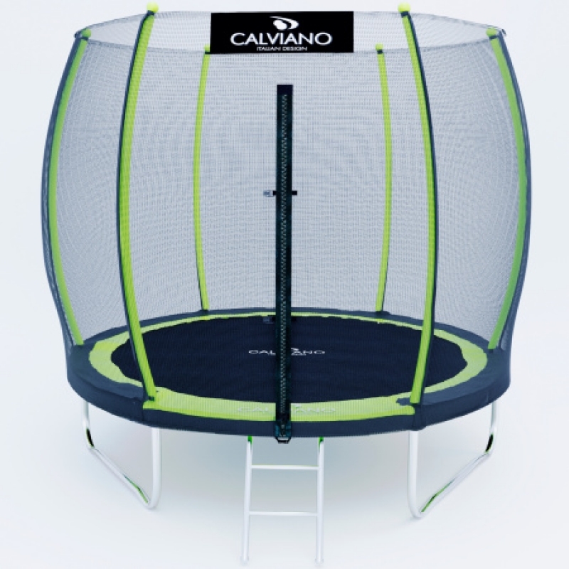 Батут "Calviano" (8ft) MASTER GREEN с внешней сеткой и лестницей. Диаметр - 252 см. Нагрузка - 120 кг.