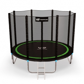 Батут "V2 Trampoline" Greenline (10ft) с внешней сеткой и лестницей. Диаметр - 312 см. Нагрузка - 180 кг.