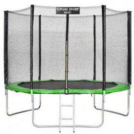 Батут "Atlas Sport" (10 ft) GREEN с внешней сеткой и лестницей. Диаметр - 312 см. Нагрузка - 150 кг.