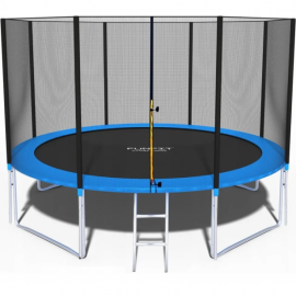 Батут Funfit PRO (12FT) (УСИЛЕННЫЙ) с защитной сеткой и лестницей. Диаметр - 374 см. Нагрузка - 180 кг.