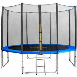 Батут Funfit PRO (12FT) (УСИЛЕННЫЙ) с защитной сеткой и лестницей. Диаметр - 374 см. Нагрузка - 180 кг.