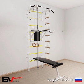 Шведская стенка SV Sport 506 (Турник стандарт/Брусья/Скамья/Канат/Кольца/Лестница)