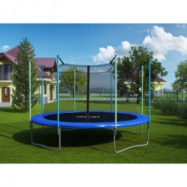 Батут "Atlas Sport" (12ft) BLUE с внутренней сеткой и лестницей. Диаметр - 374 см. Нагрузка - 150 кг.