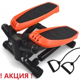 Степпер поворотный Calviano 101 оранжевый с эспандерами и ковриком