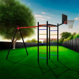 Уличный спортивно-игровой комплекс Sv Sport Рукоход с качелями + щит баскетбольный (У3001К)