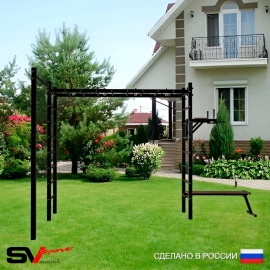Уличная шведская стенка Sv Sport РУКОХОД + турник прямой + брусья + скамья (У5462)