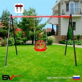 Уличные качели Sv Sport рама 3.0м + качели пластиковые со спинкой + подвесы 1пара (УК167)