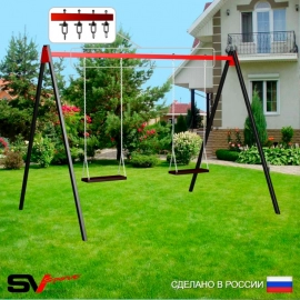Уличные качели Sv Sport рама 3.0м + качель деревянная на цепях 2шт + подвесы 2пары (УК171)