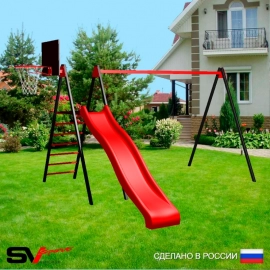 Уличные качели Sv Sport рама 3.0м  + горка + щит баскет. (УК180К)