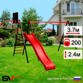 Уличные качели Sv Sport рама 3.0м  + горка + щит баскет. (УК180К)