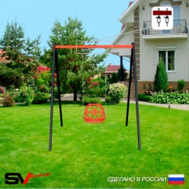 Уличные качели Sv Sport рама 1,8м + качели пластиковые со спинкой + подвесы 1пара (УК253)