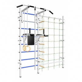 Шведская стенка с турником стандарт, брусьями, детское навесное и канатный лаз (SV Sport 510)