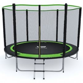 Батут "V2 Trampoline" PRIME (12ft) с внешней сеткой и лестницей (4 усиленные ноги). Диаметр - 374 см. Нагрузка - 180 кг.