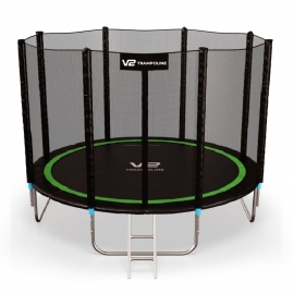 Батут "V2 Trampoline" Greenline (10ft) с внешней сеткой и лестницей (4 ноги). Диаметр - 312 см. Нагрузка - 180 кг.