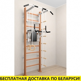 Деревянная шведская стенка с турником стандарт, брусьями и детское навесное (SV Sport 904 (орех))