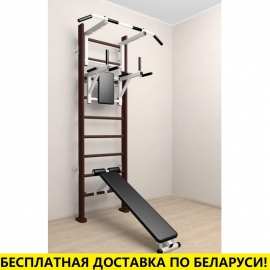 Деревянная шведская стенка с турником стандарт, брусьями и скамьёй (SV Sport 905 (венге))