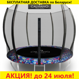 Батут "Calviano" (10ft) MASTER SMILE с внешней сеткой и лестницей. Диаметр - 312 см. Нагрузка - 150 кг.