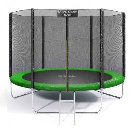 Батут "Atlas Sport" (8 ft) GREEN с внешней сеткой и лестницей. Диаметр - 252 см. Нагрузка - 120 кг.