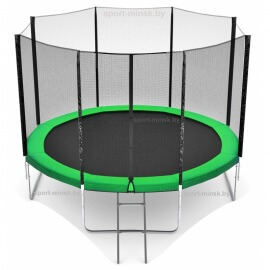 Батут "Happy Jump" (12ft) PRO с внешней сеткой и лестницей. Диаметр - 374 см. Нагрузка - 180 кг.
