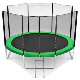 Батут "Happy Jump" (14ft) PRO с внешней сеткой и лестницей. Диаметр - 435 см. Нагрузка - 180 кг.