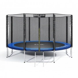 Батут "Atlas Sport" (12ft) PRO BLUE с внешней сеткой и лестницей(усиленные опоры). Диаметр - 374 см. Нагрузка - 150 кг.