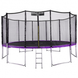 Батут "Atlas Sport" (16ft) PRO PURPLE с внешней сеткой и лестницей (усиленные опоры). Диаметр - 490 см. Нагрузка - 180 кг.