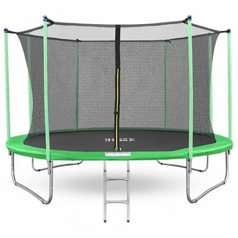 Батут "Happy Jump" (12ft) PRO с внутренней сеткой и лестницей. Диаметр - 374 см. Нагрузка - 180 кг.